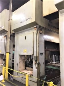 330 Ton, Komatsu #E2P, 17" stroke, 33" Shut Height, 118x51" bed, 15-25 SPM, (3), 1985, video under power