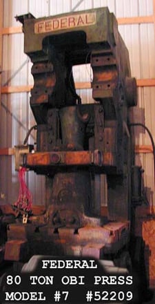 80 Ton, Federal #7, OBI press, 4" stroke, serial #7-763