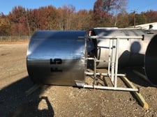 850 gallon Stainless Steel tank, 5'10" diameter x 4'11" T/T, 9' 7" OAH, 2" outlet, open top & slight cone