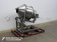 42" Shouldice, 304 Stainless Steel, drum shaped coating pan, 41" ID, 50" depth, 16" OD product port, 6