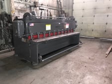 10 ga. x 10' Cincinnati #1410, mechanical power squaring shear, 36" BG, 11 hydraulic hold downs, 60 SPM, 7.5