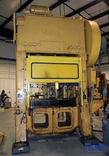 250 Ton, Verson #HS2-250-54-30T, straight side double crank press, 4" stroke, 18" Shut Height, air clutch &