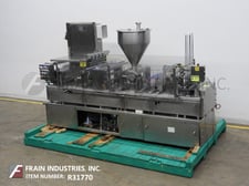 Modern Packaging #SL1X4, automatic, inline, Stainless Steel, 4 lane, cup filler & die cut heat sealer, 40-120