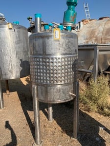 100 gallon Stainless Steel tank, jacketed, agit, dish top & bottom, 28" x 32"