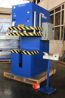 150 Ton, Press Master #CFP-150T, hydraulic press, 15" stroke, 20.5" daylight, 13" throat, 20 HP, #126572
