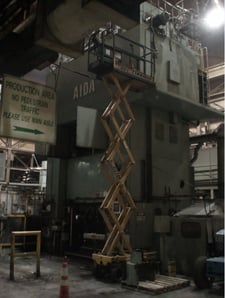 3000 Ton, Aida #FMX-L2-3000, cold forging press, 22" stroke, 47.24" SH, 2" power ram adjustment, 14-20 SPM