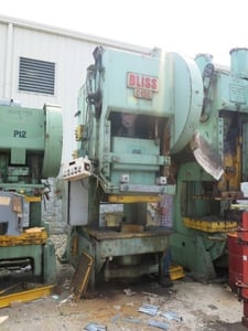 150 Ton, Bliss #C-150, OBI press, 8" stroke, 24" Shut Height, 4-1/2" ram adjustment, 4-1/2" bolster, 37 SPM