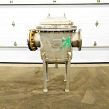 Chemetics #ME-5, 10" mist eliminator, 316 Stainless Steel, 10-1/2" inlet, 2" bottom outlet