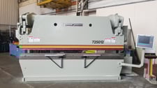 250 Ton, Accurpress #725012, hydraulic press brake, 12' overall, ETS 3000 Control, CNC X-Axis Back Gauge, 1999