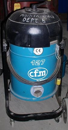 190 cfm Nilfisk #CFM127A, industrial vacuum cleaner, 10 gallon capacity, 2000 watt, 120 V.AC, 1 phase, 60 Hz