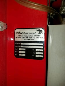 Ruwac #FA2000, dust collector filtration system, reverse pulse, 60 HP, 50 HP, S/N 060605