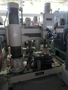 4' -13.6" Ikeda #RM-1375, Radial Arm Drill, 30-1500 RPM, 7.5 HP, T-slotted box table, power elevation, S/N