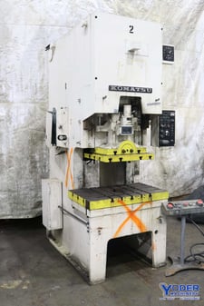 Image for 80 Ton, Komatsu #OBS-80-2 gap frame press, 6.299" stroke, air clutch & brake, 13.189" shut height, dual palm buttons, auto lube system, 7-1/2 HP, 1981, #72884