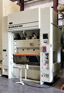 220 Ton, Komatsu #EM2, straight side double crank, 5" stroke, 17" Shut Height, 74" x43" bed, 40-100 SPM