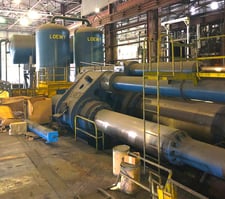 12000 Ton, Loewy extrusion press w/piercing mandrel for producing hollow products such as heavy wall pipe