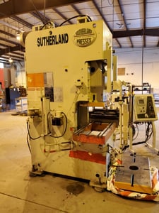 66 Ton, Sutherland #Mark-66 Auto Stamper punch press, 5.11" stroke, 12-3/4" x 21-3/4" bed, 45-85 SPM, 7.5 HP