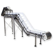 12" wide x 14' long, Cleated Z sanitary Stainless Steel conveyor elevator, #17639