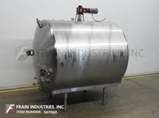 2000 gallon Mueller, 304 Stainless Steel, ammonia jacketed, horizontal tank, 84" OD x 90" straight wall