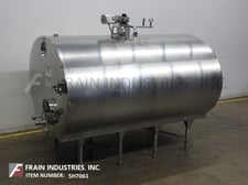 2000 gallon Mueller, 304 Stainless Steel, ammonia jacketed, horizontal tank, 65" H x 84" W x 114" L, 20" OD