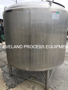 500 gallon Crepaco jacketed Stainless Steel tank, dome top, cone bottom, 75 psi, 1997