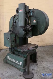 60 Ton, Rousselle #6, OBI press, 4" stroke, 11-1/2" Shut Height, 110 SPM, 5 HP, air clutch & brake, #73071