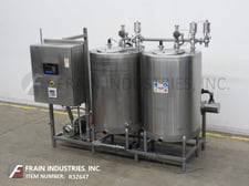 Sani-Matic #CIP2S-25-P-ST, CIP system, (2) 30" OD x 48" High approx 125 gallon, Stainless Steel, single wall