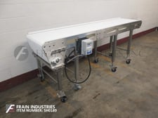 22" wide x 8.2' long, Eaglestone Inc., Stainless Steel table top conveyor, Intralox style belt, variable