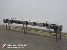 7-3/4" wide x 12.6' long, Nercon, Stainless Steel table top conveyor, plastic slip roller style belt powered
