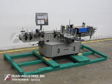 Tronics #S3M, inline, pressure sensitive, wrap labeler, swivel head control panel has touch pad controls with