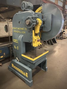 60 Ton, Rousselle #6, OBI press, 4" stroke, 12.5" Shut Height, 3.5"adj., 110 SPM,air clutch & brake, 1968