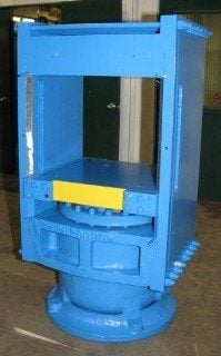 254 Ton, Hydraulic up-acting slab side press, 12" stroke, 20" daylight, 24" x24" bed, #2042 (2 available)