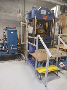 500 Ton, Heated platen press, up-acting, 24" stroke, 42" x 42" platen, 20 HP, Beijer HT60 PLC control, #20064