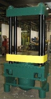 113 Ton, Up-acting 4-post press, 18" stroke, 12" bore single acting ram, 29" x23" bed, #2322