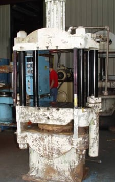 150 Ton, Up-acting 4-post press, 16" stroke, 14" ram, 28" daylight, 28" x24" platen, #1051