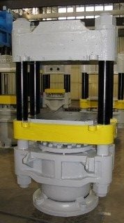 250 Ton, Up-acting 4-post press, 16" stroke, 18" ram, 25" daylight, 30.5" x 24" bed, #2034