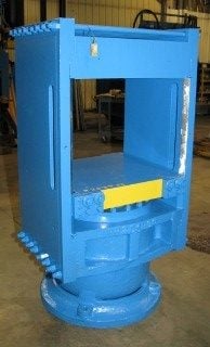 254 Ton, Up-acting slab side press, 12" stroke, 20" daylight, 18" ram, 24" x 24", #2035