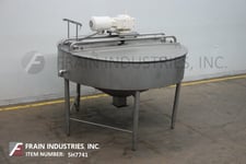 400 gallon 82" x 32", 304 Stainless Steel low pressure jacketed process tank, 12" straight wall, cone bottom