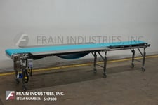 Image for 16" wide x 15.1' long, Dorner, Stainless Steel belt conveyor, food grade belt has an infeed & discharge height of 38", 0.33 HP drive, variable speed control, mounted on locking casters