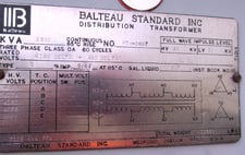 2500/3125 KVA 4160 Delta Primary, 480 Delta Secondary, Balteau