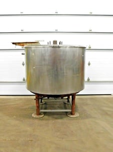 500 gallon Stainless jacketed mixing kettle tank, 48" dia. x 52" deep, 2" inlet, 2" outlet