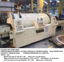 8600 Ton, Verson Wheelon Fluid Cell Forming Press #R8600-36x92, 5000 psi, forming depth 4.5" & 6" with-in