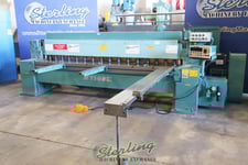 1/4" x 10' Wysong #1025, 16 holddowns, 55 SPM, squaring arm, 36" electric Back Gauge, #A6377