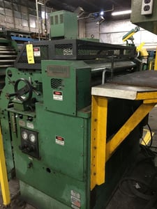 20000 lb. Minster, servo feed line, 50" x.040" motorized uncoiler, hydraulic expansion, coil car