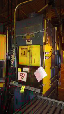 50 Ton, Denison, hydraulic C-frame press, 12" stroke, 24" daylight, 30" x20" bed, palm buttons