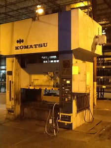 220 Ton, Komatsu #E2T-200N, straight side double crank press, 15.7" stroke, 25.5" Shut Height, air clutch &