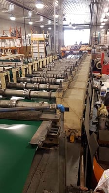 14 Stand, B & K #2B-11, rollformer line, 3-1/2" arbors, 42" roll space, equal geared, 30 HP