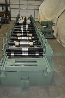 16 Stand, Bradbury #D2-48-16, rollformer, 3.5"shaft diameter, 48" roll space, equal geared