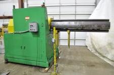 40000 lb. Rowe #40072-DSJ, motorized uncoiler, 84" width, 84" outside dimensions, 20"-24" ID, loop Control