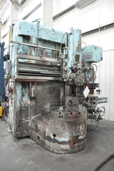 46" Bullard #75-Cutmaster, 4-Jaw chuck, 50"-58" head swing, 40" u/rail, 30" vertical stroke turret head, 40 HP