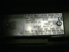 30 HP 3525 RPM Siemens, Frame 160LE0003, TEFC, 33.5-32.5 amp, 440-460V.